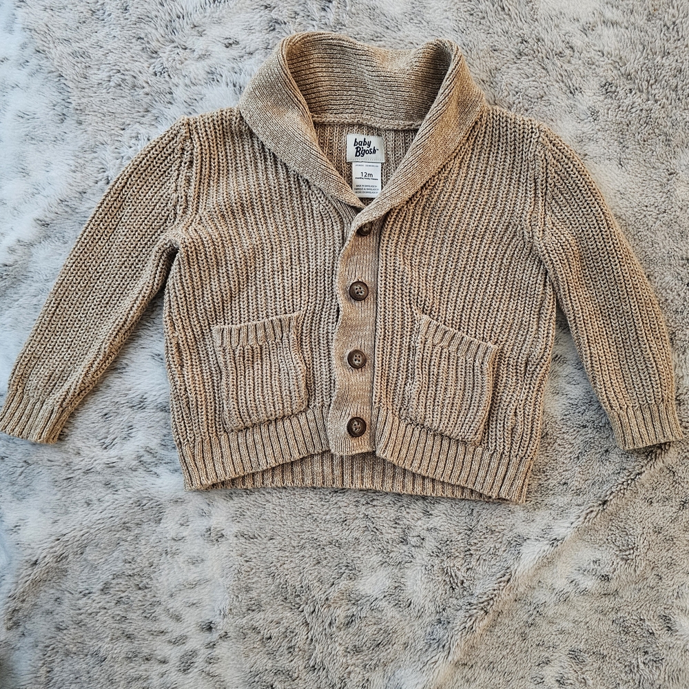 Baby Boden Tan Knit Sweater with Buttons
